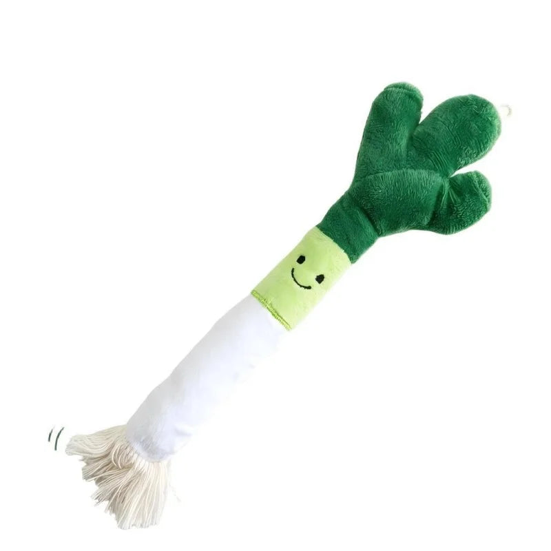 Small Pet Plush Tooth Cleaning Toy - Bite Proof Scallion Design, Interactive Chew Toy