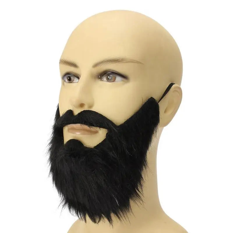 Funny Fake Beard Prop - Artificial Black Long Fluff Costume Accessory