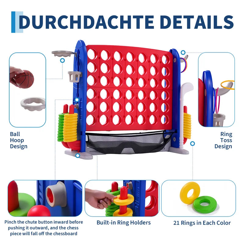 4-in-1 Giant Outdoor Yard Game Set with Basketball, Ring Toss & More - Adjustable Height