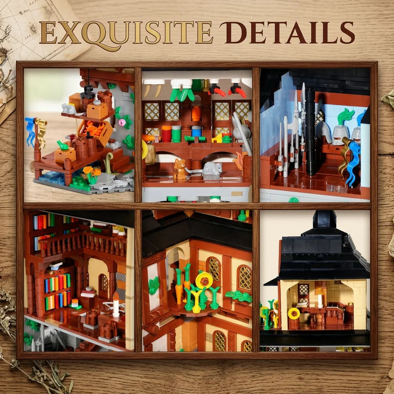 Medieval Town Modular Building Blocks Set - 3857PCS Architectural Model Kit for Adults
