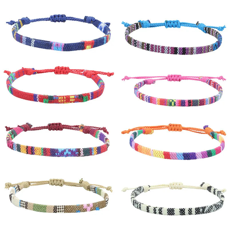 Women & Men Woven Fabric Anklet - Adjustable Beach Foot Leg Jewelry