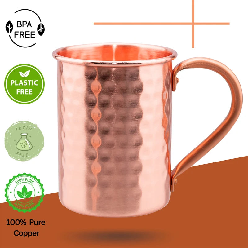 Vintage Copper Mug 400ml Hammer Textured Handcrafted Drinkware Coffee Tea Beer Mug