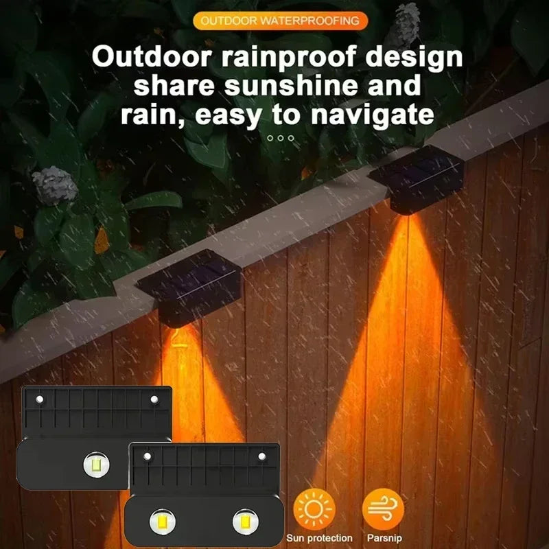 Solar Wall Lights Outdoor Waterproof Garden Pathway Fence Stair Lighting Set