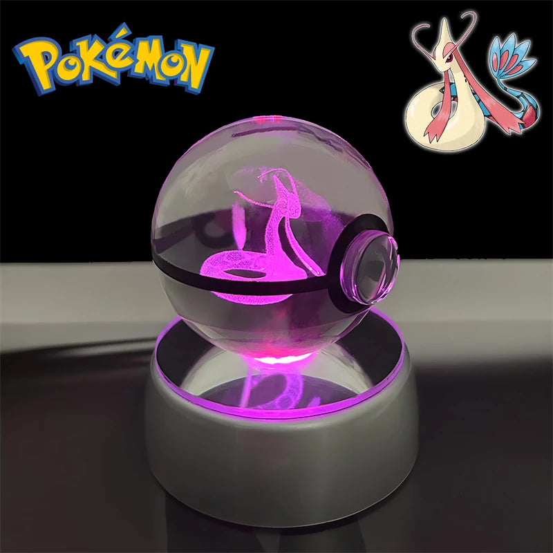 Pokemon 3D Crystal Poke Ball Night Light LED Lamp Toy Figure Set - Multiple Colors