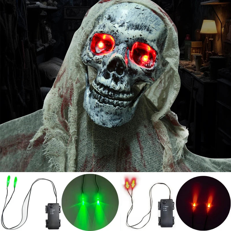 Halloween LED Glowing Eyes with Timer for Skeleton Pumpkins Masks Tombstones - Indoor Outdoor Horror Decor