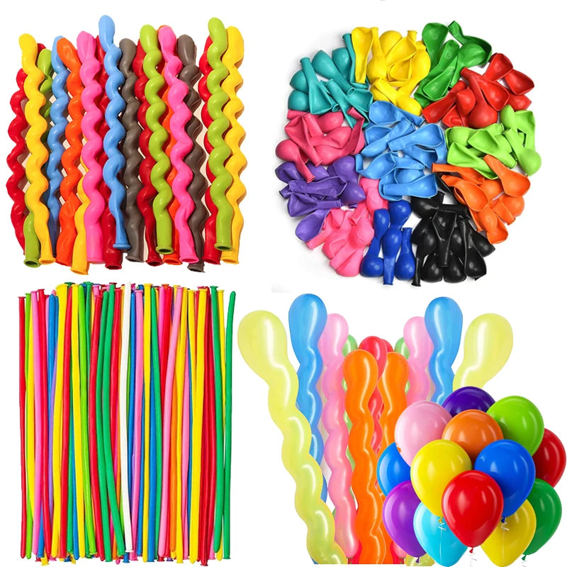 50/100pcs Latex Spiral & Round Balloons for Party Wedding Festival Decorations