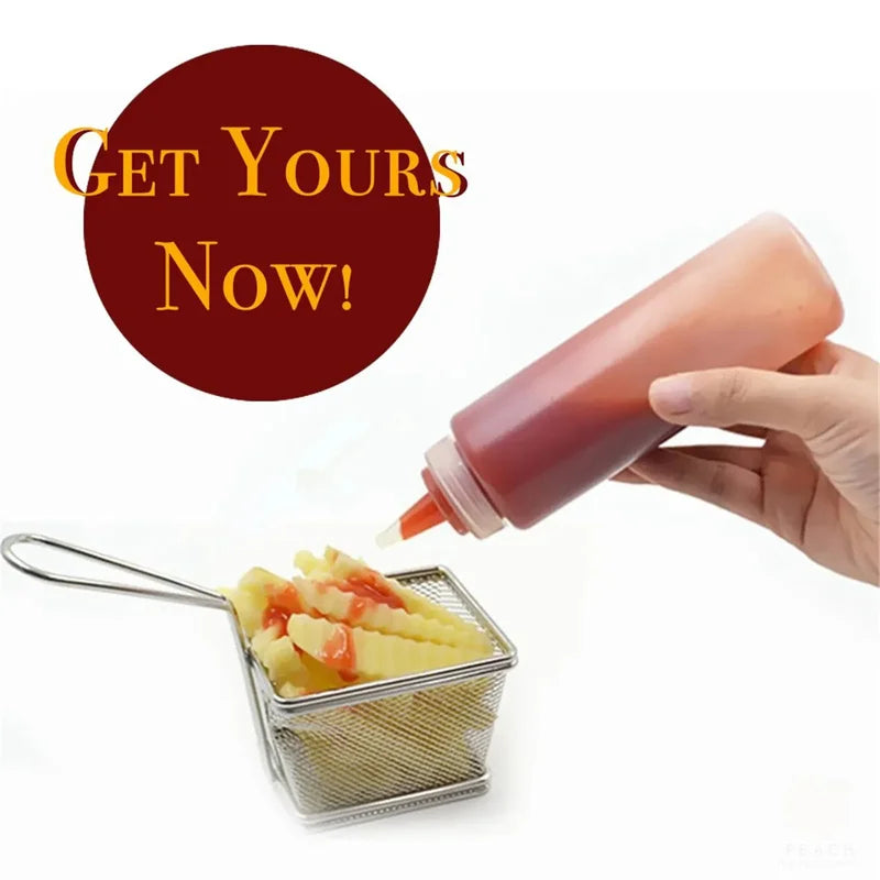 6-Pack 240ml Leak-Proof Condiment Bottles for Ketchup Mustard Oil