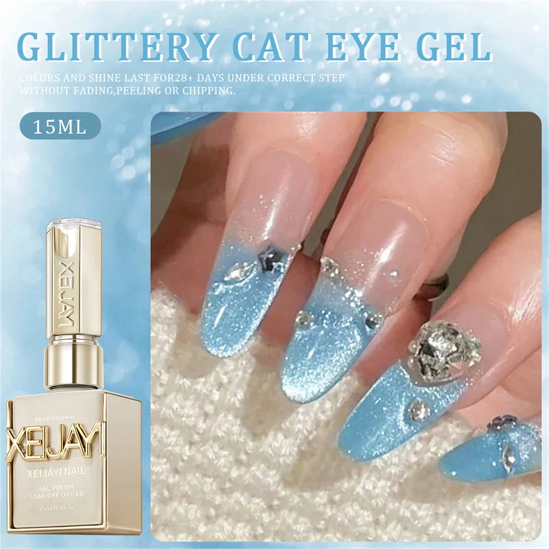 Bubble Cat Eye Nail Polish Gel - Summer Neon Blue Pink Nail Art
