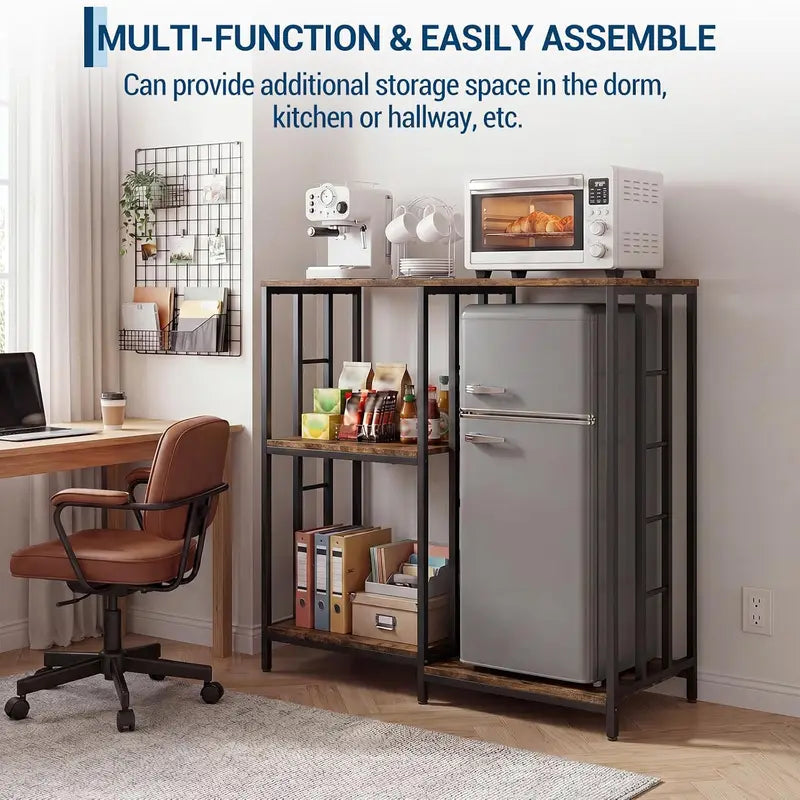 Mini Fridge Stand with Storage 4-Tier Kitchen Cart for Microwave, Space-Saving