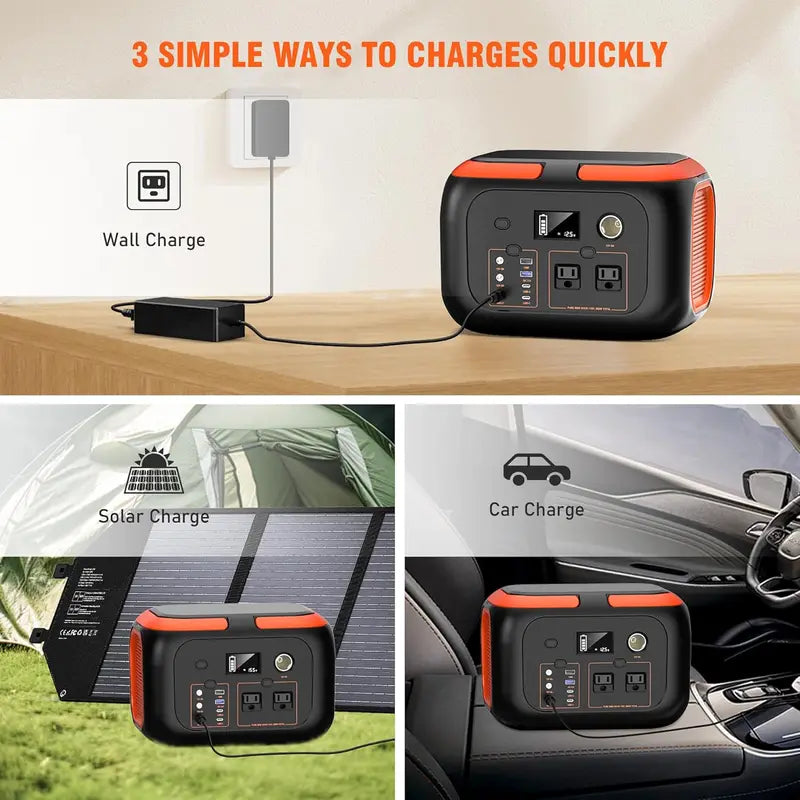 Portable Power Station 600W/300W/200W/120W Solar Generator with AC Outlets for Camping RV Home
