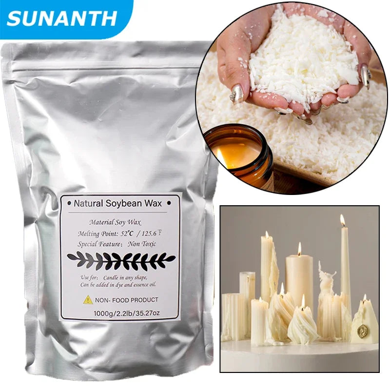 1kg Natural Soy Paraffin Wax for Candle Making - DIY Aromatherapy Craft Material