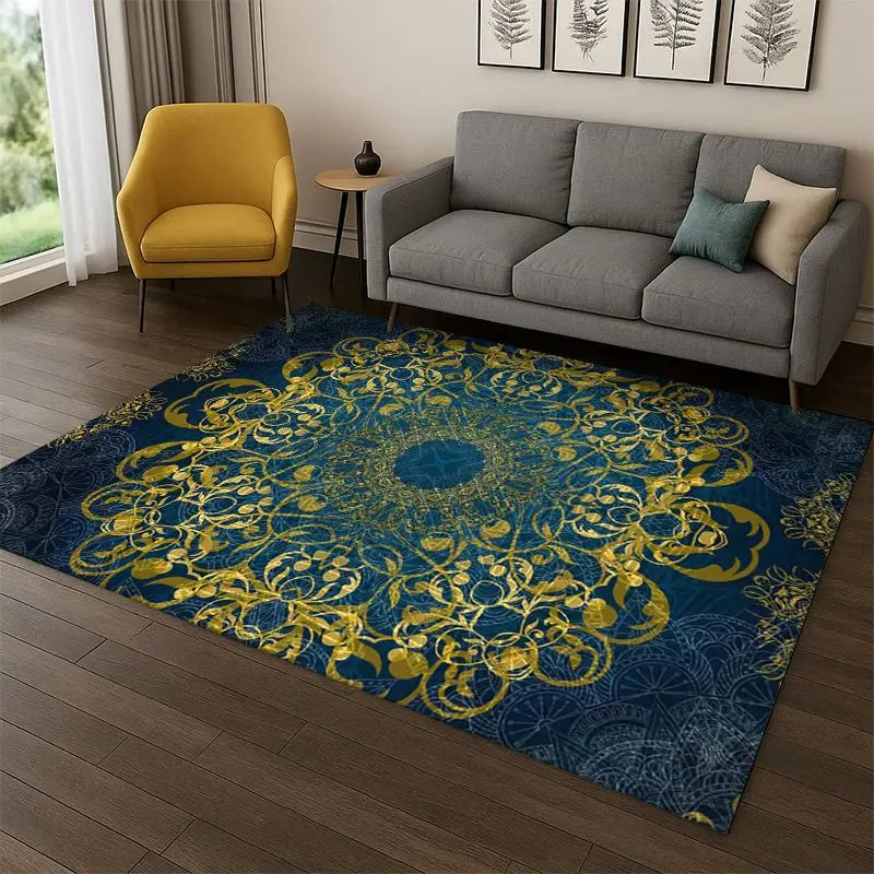 Bohemia Mandala Flower Yoga Rug Non-slip Doormat for Home & Play Area