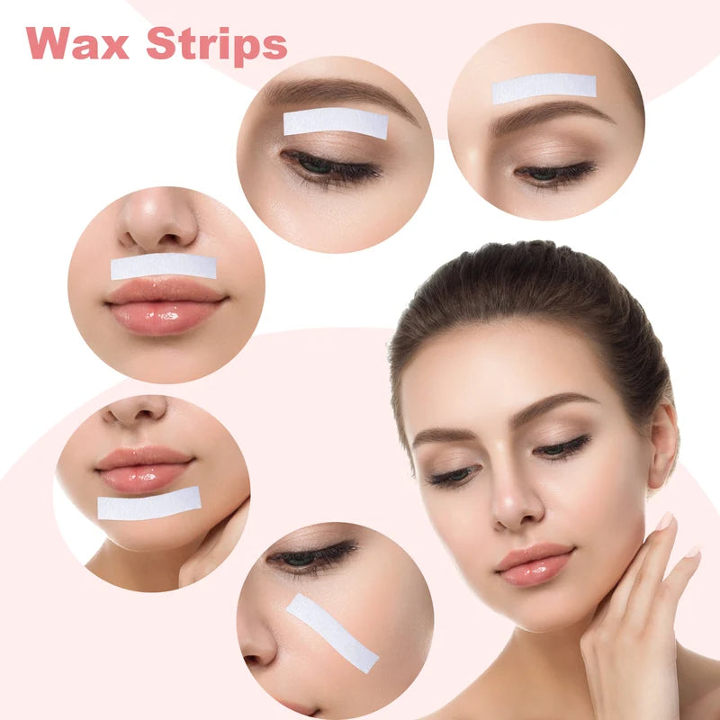 200pcs Painless Facial and Body Hair Removal Wax Strips Set - Nonwoven Epilator