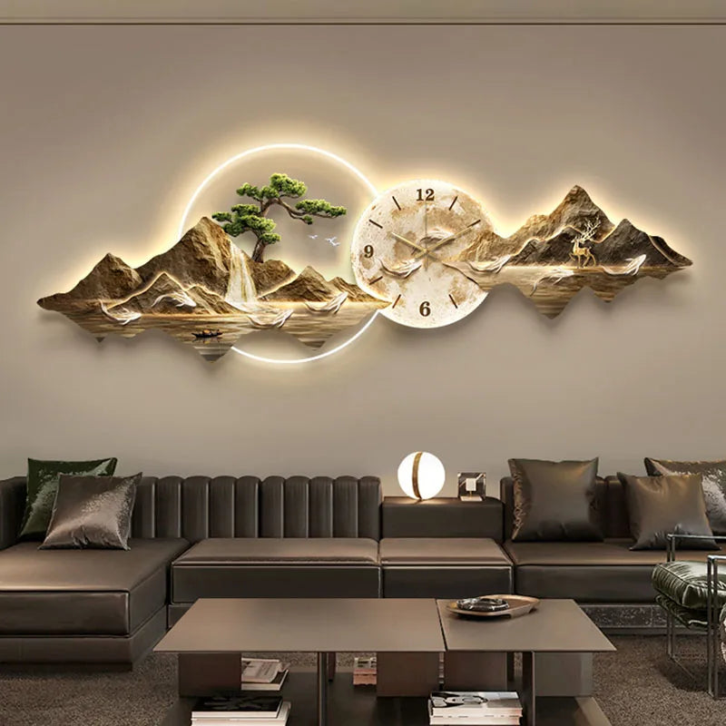 Large Modern Wall Clock - Silent Living Room Wall Art Decor