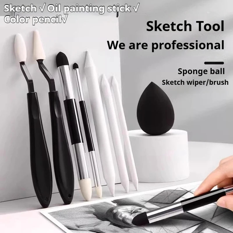 Artist Blending Sponge Pens Set - Washable Dual-Tip Pastel Foam Blenders for Drawing & Painting