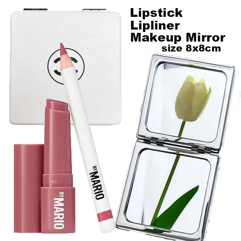 3-Piece Lip Makeup Set with Mirror - Lip Liner and Lip Serum Balm