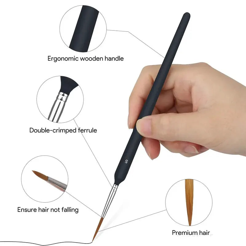 Miniature Paint Brush Set for Acrylic Watercolor Oil Painting - 11/22 Pcs