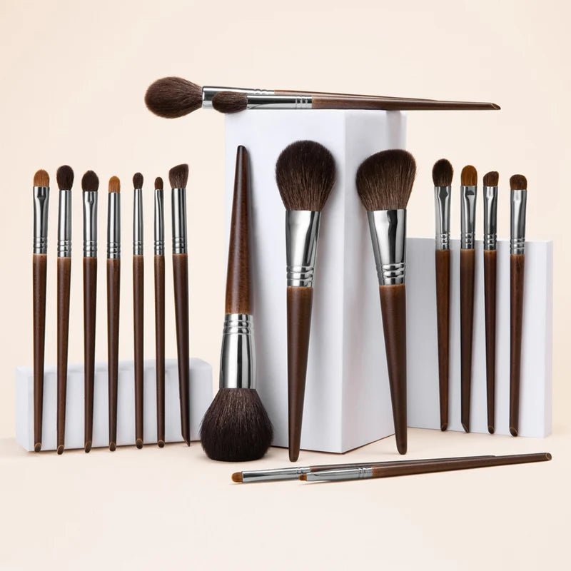 Natural Goat Hair Makeup Brushes Set Professional Kit - Blending & Shader