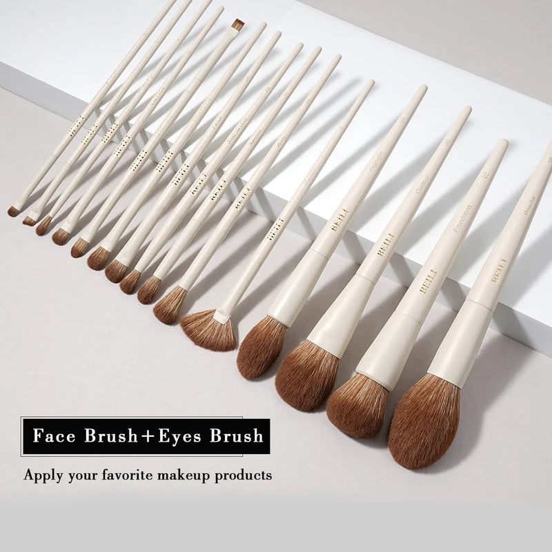 15-Piece Makeup Brush Set with Synthetic Hair - Foundation, Eyeshadow, Blush, Contour & Highlight Brushes