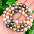 Natural Freshwater Pearl Beads for Jewelry Making - Orange & Purple Round Shapes, 6-12mm, 15-inch Strands