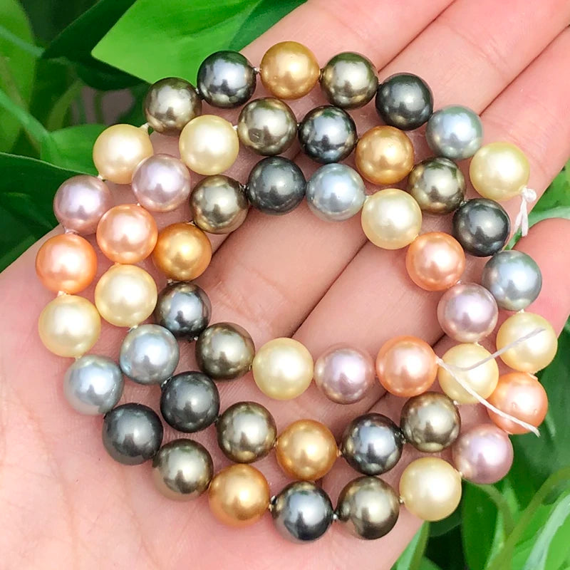 Natural Freshwater Pearl Beads for Jewelry Making - Orange & Purple Round Shapes, 6-12mm, 15-inch Strands