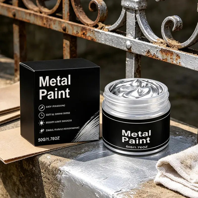 Silver Metal Paint 50g Quick Dry Anti-Crack Waterproof Coating for Wood & Metal