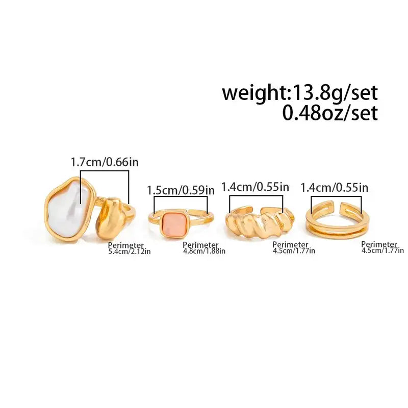 Adjustable Toe Rings Set for Women - Pearl Inlay Open Foot Jewelry