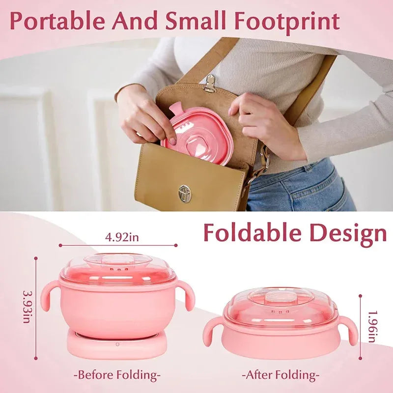 Foldable Silicone Wax Heater for Hair Removal Portable 400ML SPA Body Epilator