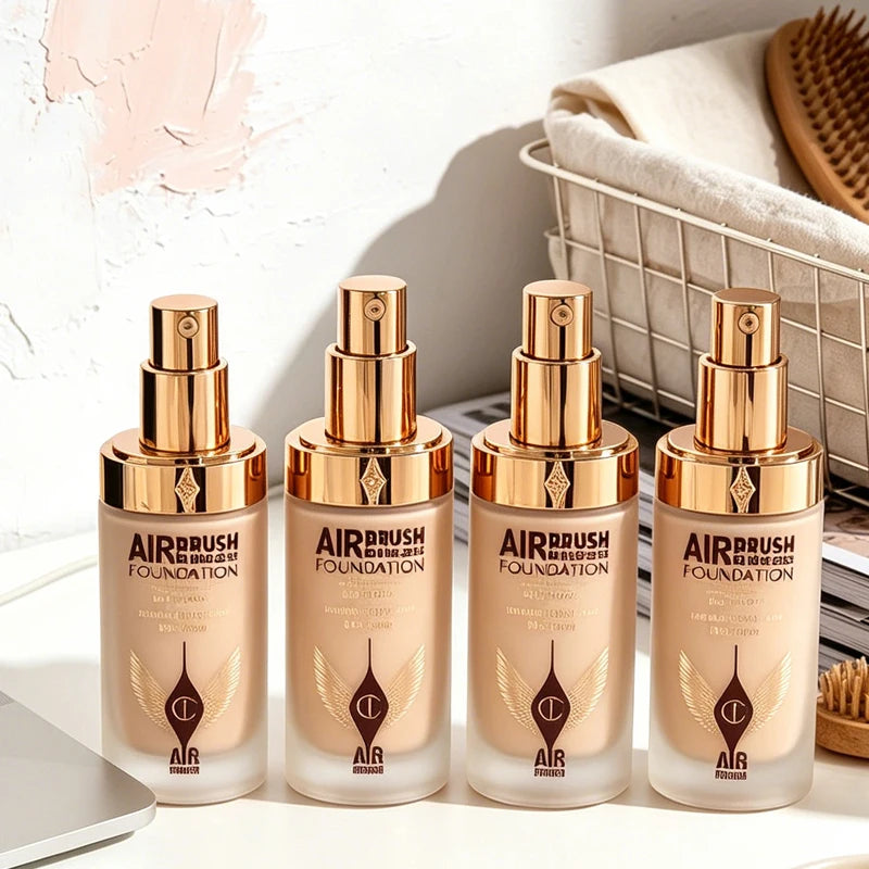 Face Setting Powder and Liquid Foundation Compact Oil Control Makeup Kit