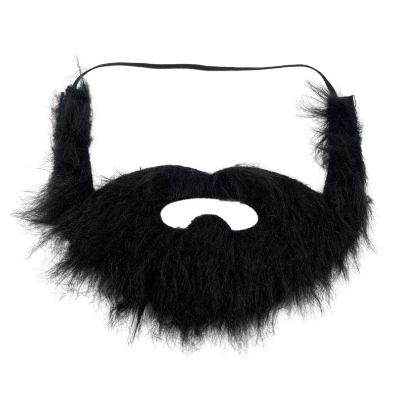 Fake Beard with Mustache for Halloween Costume Party - Black Synthetic Accessory