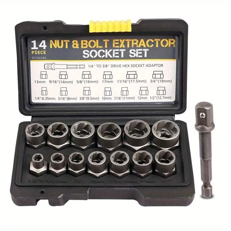 14-Piece Lug Nut Removal Socket Set for Damaged, Rusted & Rounded Bolts