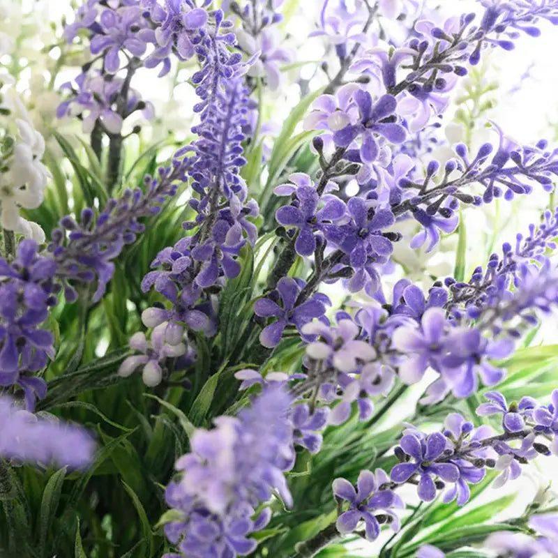 Artificial Lavender Flower Decoration Vivid Faux Flock Plant for Party & Home