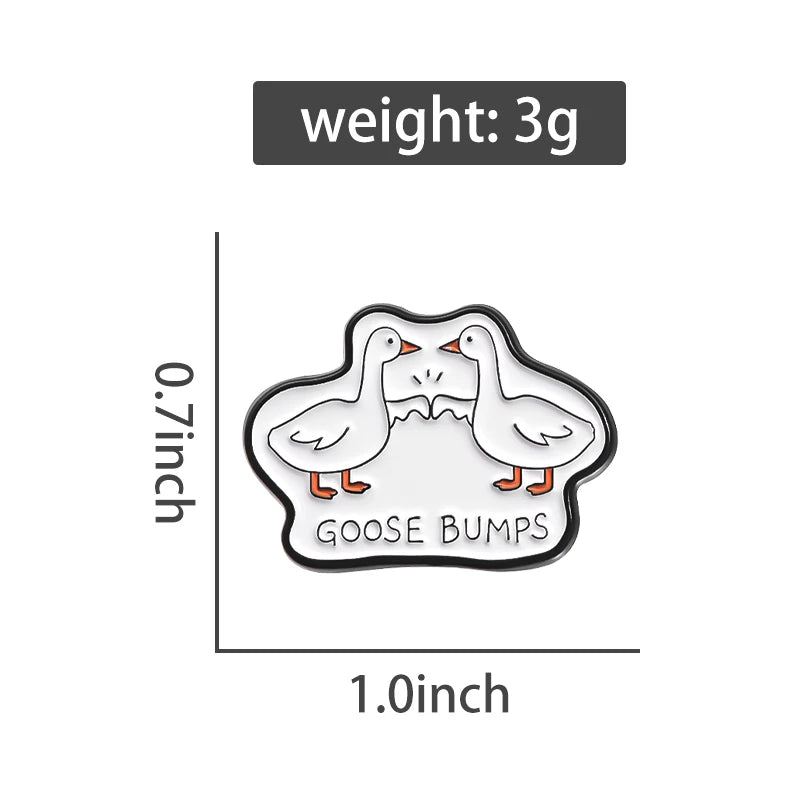 Cute Goose Bumps Enamel Pins - Cartoon Animal Brooches for Backpack & Hat