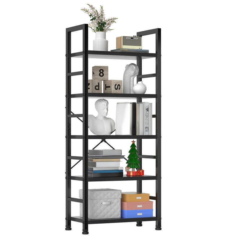5-Tier Wooden Display Bookcase Shelf - Space-Saving Vertical Storage