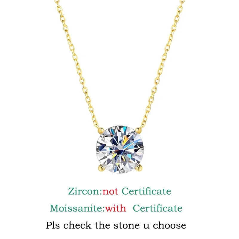 Luxury 1-6CT Moissanite Necklace for Women - Sterling Silver Pendant