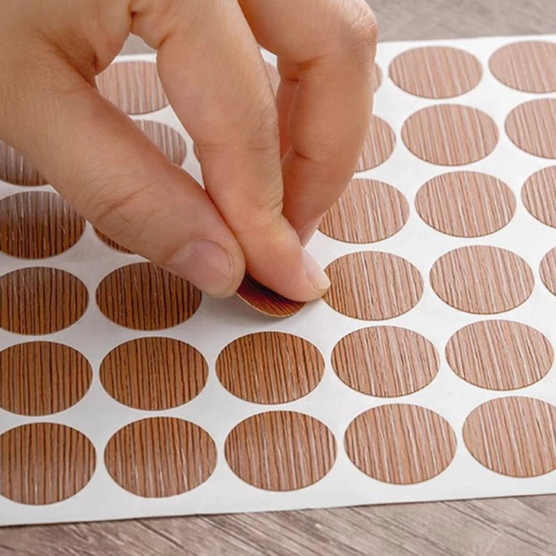 96Pcs Wooden Furniture Screw Hole Cover Stickers 15mm Self-Adhesive Decorative Caps