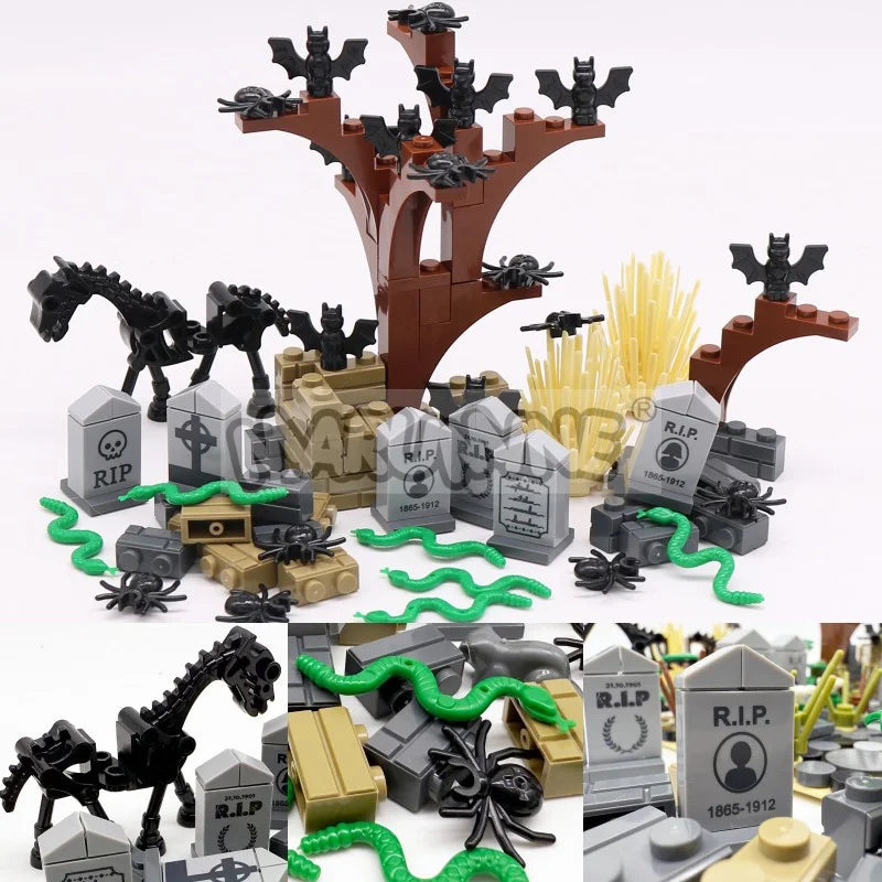 Halloween Building Blocks Set for Graveyard Scene - 99-265pcs Construction Decoration