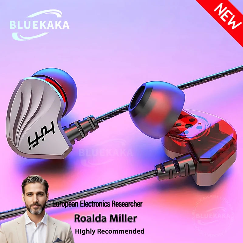 In-Ear Wired Headphones with Microphone 6D HIFI Heavy Bass for Gaming Music
