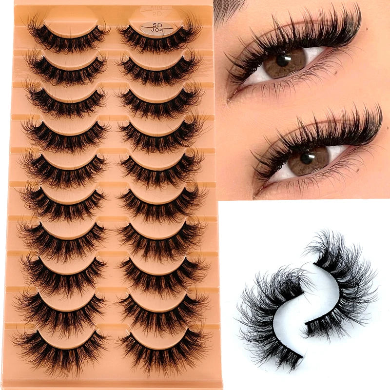 10Pairs Fluffy 3D Mink False Eyelashes Makeup Natural Volume Thick Lashes