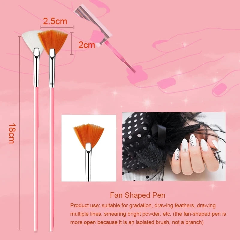 15Pcs Nail Art Liner Brush Set for UV Gel, French, Flower, Painting, Drawing