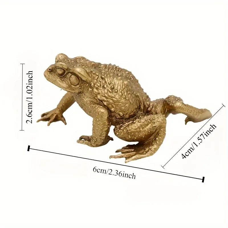 Copper Fortune Toad Figurine - Feng Shui Money Luck Decor, Indoor Outdoor