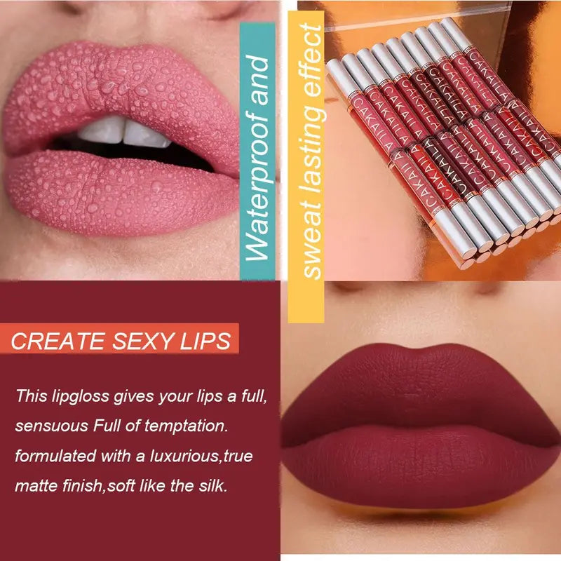 Long Lasting Waterproof Matte Lipstick - 18 Colors Liquid Lip Gloss