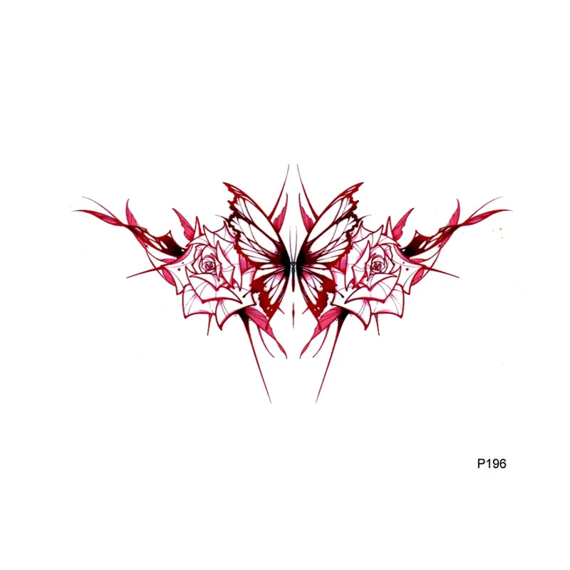 Waterproof Temporary Tattoos Butterfly Sticker Men Henna Faux Tattoo Set