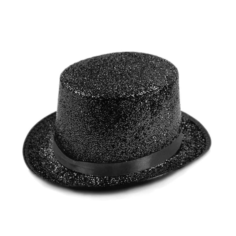 Multicolor Glitter Top Hat for Parties and Costumes - Lightweight Festive Headwear