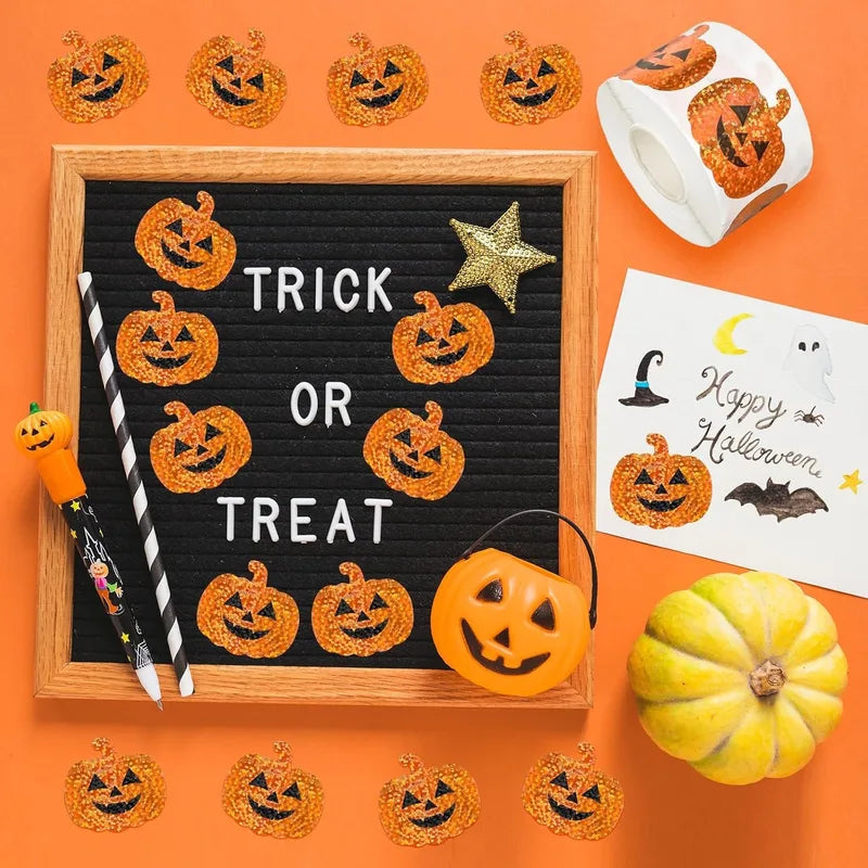 Halloween Pumpkin Stickers Set - 100-500pcs Round Gift Wrap Labels