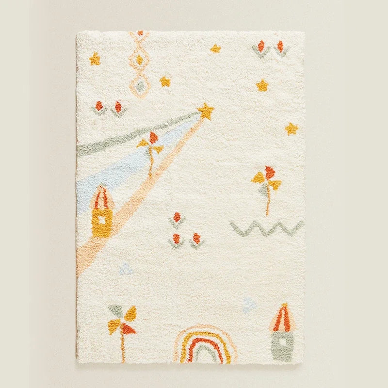Cute Furry Door Mat for Living Room Bedroom Children's Room Non-Slip Entrance Rug