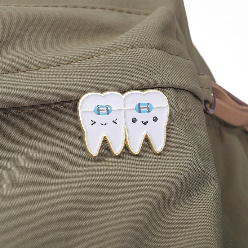 Tooth Enamel Pins Set - Dental Nurse Brooches for Kids and Adults
