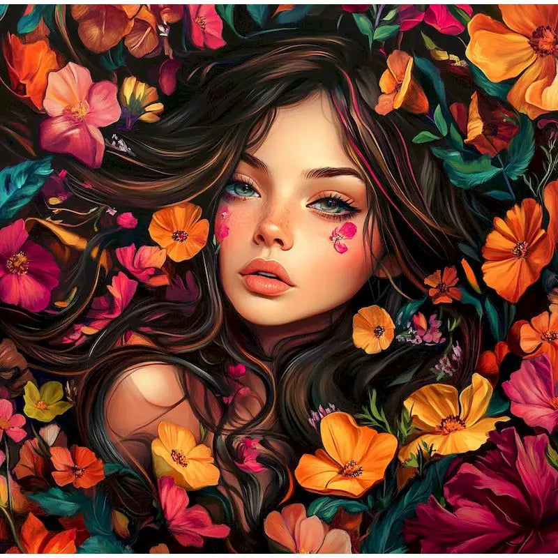 Oil Painting By Numbers Kit Flowers Girl Canvas Art DIY Painting Set Home Decor
