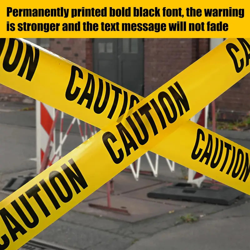20m Caution Hazard Tape Black Yellow Waterproof Non-Adhesive Safety Warning Barricade