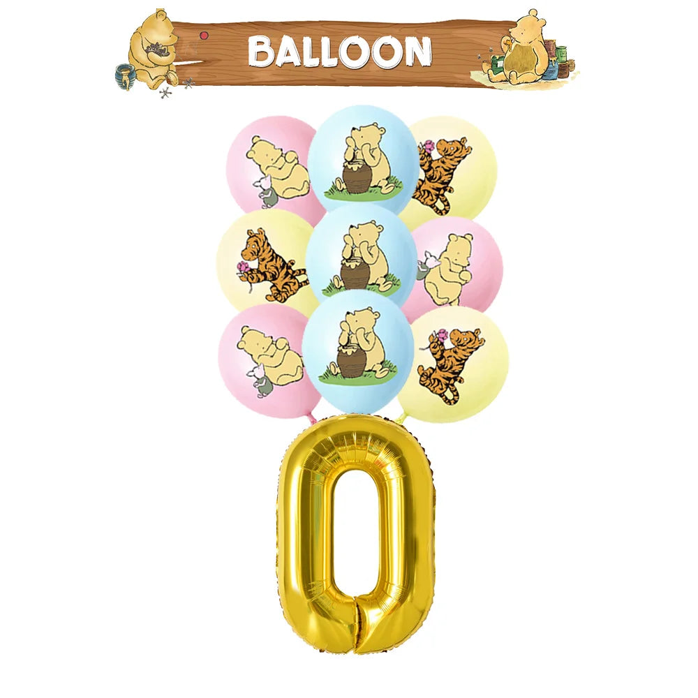 Winnie the Pooh Birthday Party Supplies Set – Disposable Plates Cups Napkins Banners for Kids & Baby Showers